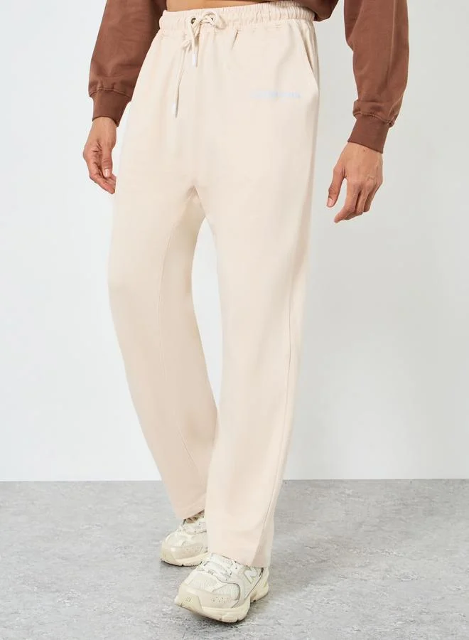 Men Beige Oversize Fit Terry Joggers